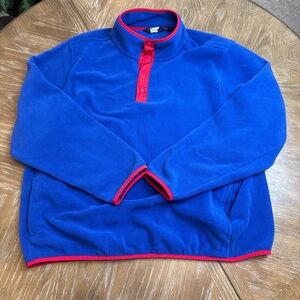 Lands end Blue Fleece Pullover with Red Accents